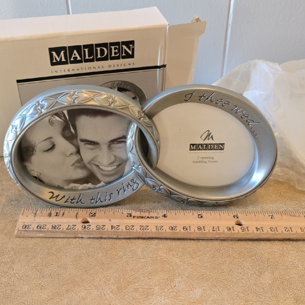 Malden Silver Heart Design Photo Frame Set